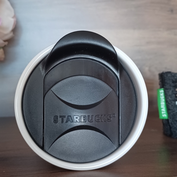 Starbucks 2011 Logo Ceramic Travel Cup Tumbler 12oz With Reusable Cup Sleeve - Picture 5 of 8